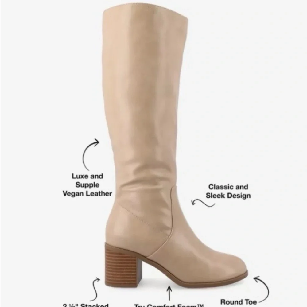 Journee‎ Collection Romilly Beige Over-the-Knee Block Heel Boots